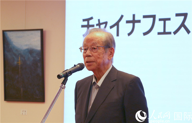 日本前首相福田康夫致辭。人民網 許可攝