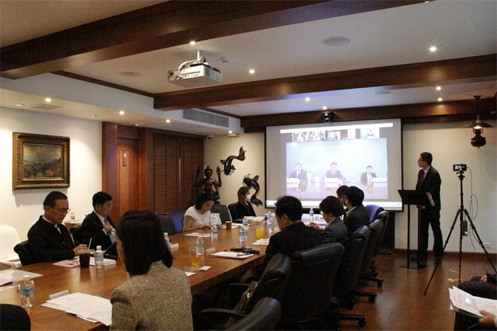  中國(guó)貿(mào)促會(huì)副會(huì)長(zhǎng)張慎峰視頻致辭。中國(guó)貿(mào)促會(huì)駐泰國(guó)代表處供圖