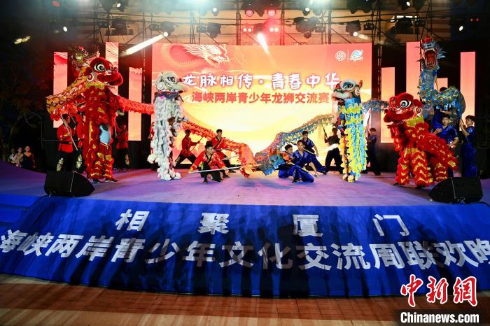 兩岸青少年同臺呈現龍獅表演?！⊥鯑|明 攝