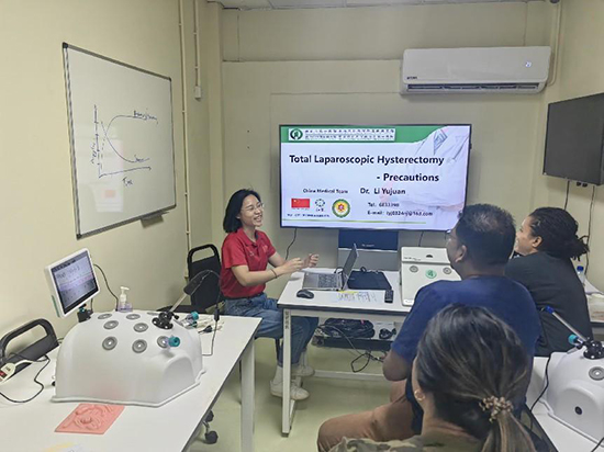 培訓(xùn)現(xiàn)場。第18期援圭亞那醫(yī)療隊供圖