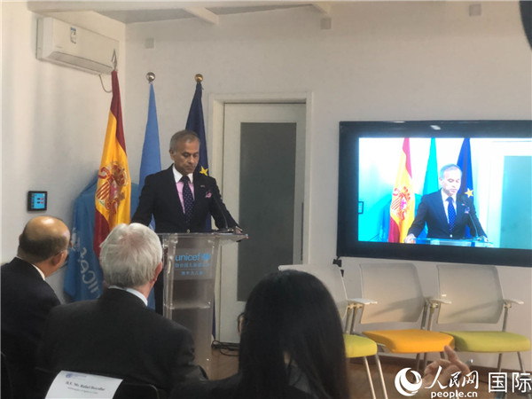 聯(lián)合國駐華協(xié)調員常啟德在研討會上致辭。 人民網(wǎng)記者 趙健攝