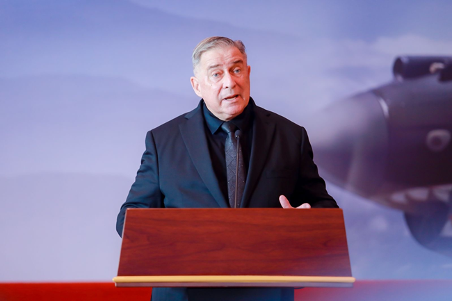 2023年10月30日，美中航空遺產(chǎn)基金會主席杰弗里·格林在中國人民抗日戰(zhàn)爭紀(jì)念館的活動中發(fā)表講話。中國人民對外友好協(xié)會供圖