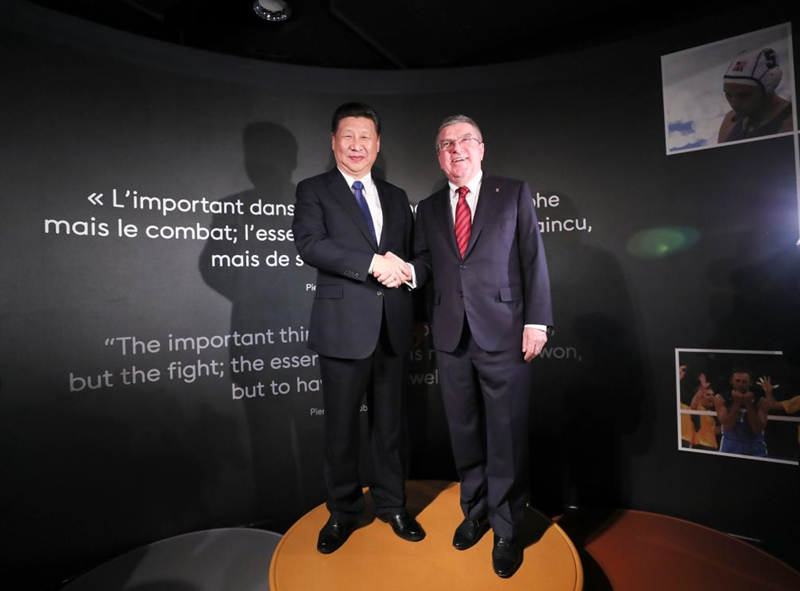 2017年1月18日，習近平主席在位于瑞士洛桑的國際奧林匹克博物館會見時任國際奧林匹克委員會主席巴赫。