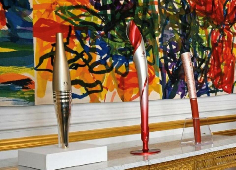 中法元首互贈的奧運火炬。