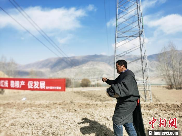 圖為藏族民眾撒種、施肥。　張?zhí)砀?攝