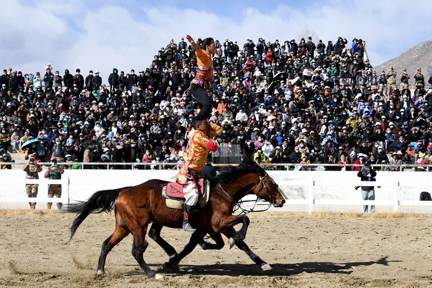 藏歷新年，精彩的馬術(shù)表演。潘多攝