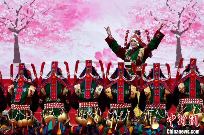 3月28日，西藏林芝第二十屆桃花旅游文化節(jié)開幕式上的文藝表演?！±盍?攝