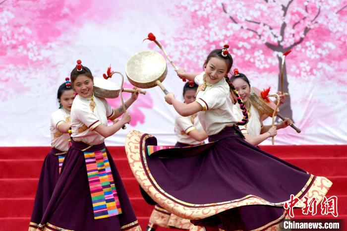 3月28日，西藏林芝第二十屆桃花旅游文化節(jié)開幕式上的文藝表演?！±盍?攝